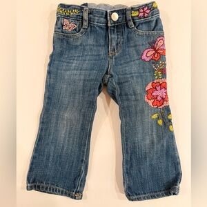 GAP Kids Blue Jeans with Flower Embroidery, 18-24m